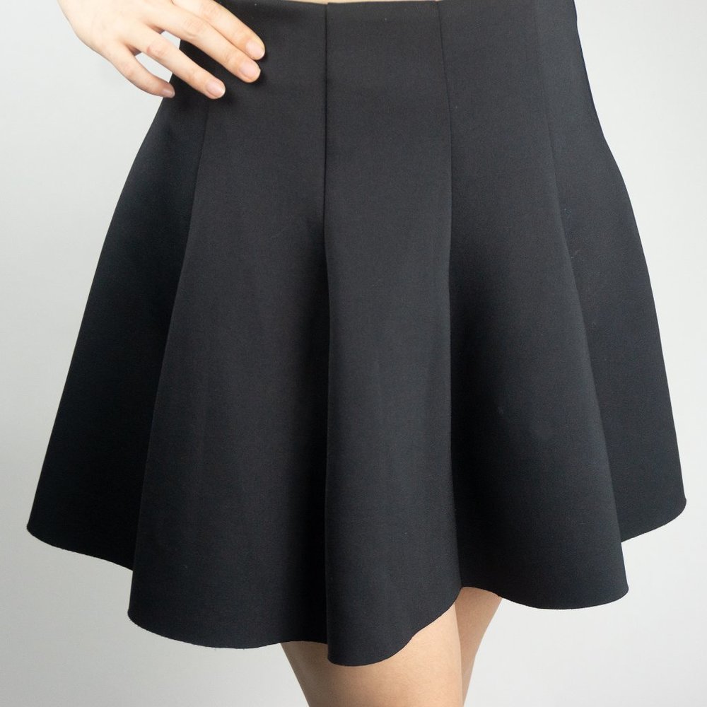 Black Mid-Waist Flare Skirt